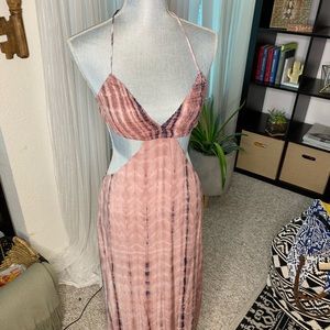 Sexy tie dye low back halter top long dress